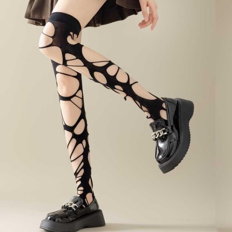 Raspete mrežaste čarape iznad koljena, duge najlonke, JK stil