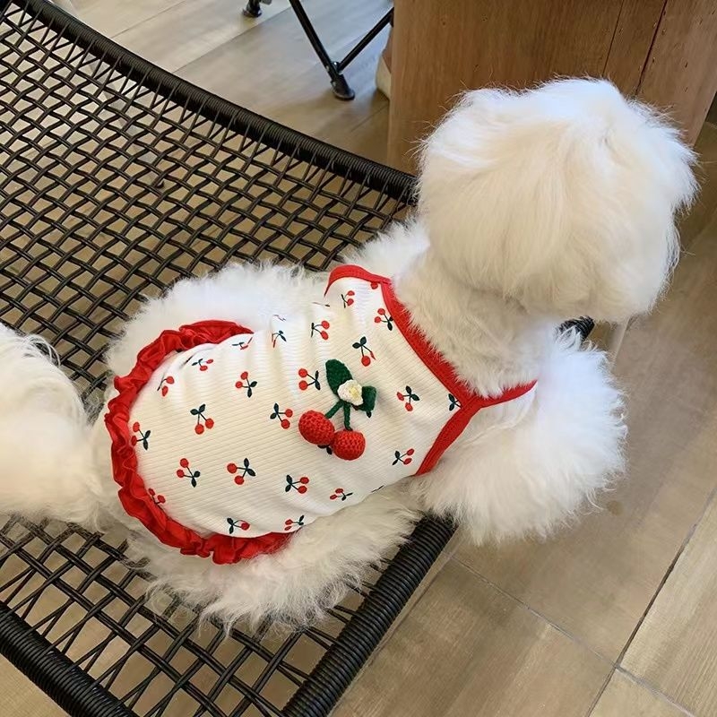 Slatka trešnjasta proljetno-ljetna vesta za pse, prozračni tanki materijal, za Bichon Frise, Teddy i Pomeranac