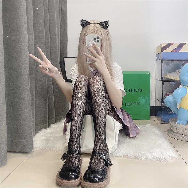 Najlonke s leopardim uzorkom, prozirna mreža, seksi crne, retro štih