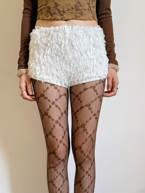 Čarape s mrežom u rombo uzorku, smeđo-crne boje, seksi JK stil, retro za jesen