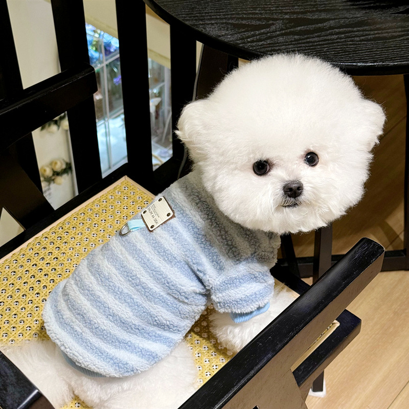 Flis jakna za male pse – jesen/zima, prugasti uzorak, Teddy, Bichon Frisé, Schnauzer