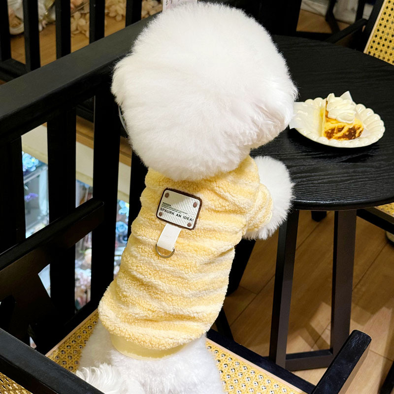 Flis jakna za male pse – jesen/zima, prugasti uzorak, Teddy, Bichon Frisé, Schnauzer