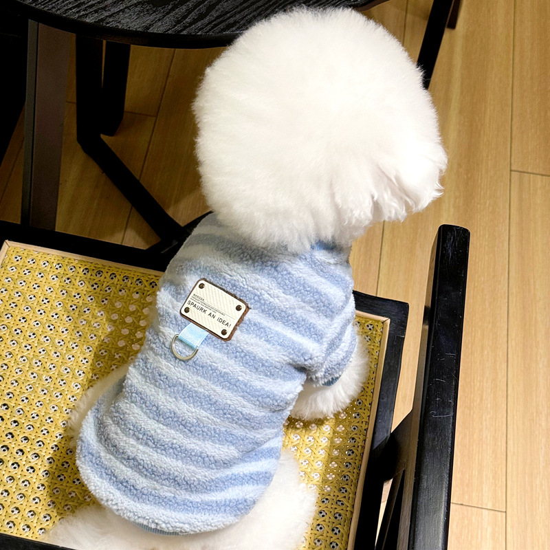 Flis jakna za male pse – jesen/zima, prugasti uzorak, Teddy, Bichon Frisé, Schnauzer