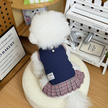 Jesen-zimski preppy stil za kućne ljubimce: haljina-košulja za male pse — Bichon Frisé, Toy Pudel, Miniaturni Šnaucer.