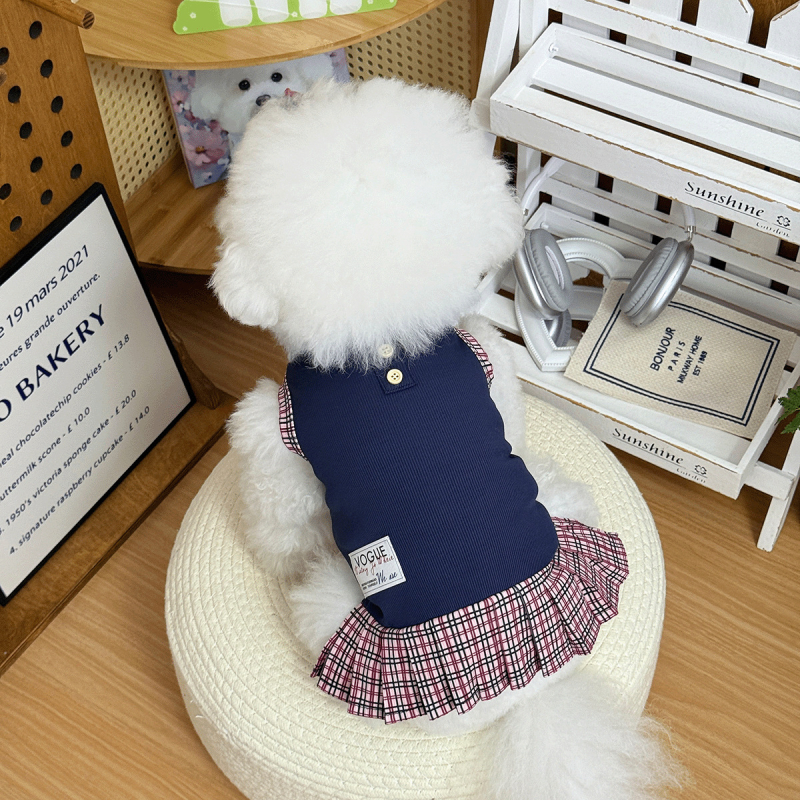 Jesen-zimski preppy stil za kućne ljubimce: haljina-košulja za male pse — Bichon Frisé, Toy Pudel, Miniaturni Šnaucer.