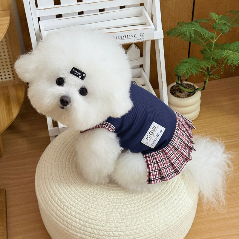 Jesen-zimski preppy stil za kućne ljubimce: haljina-košulja za male pse — Bichon Frisé, Toy Pudel, Miniaturni Šnaucer.