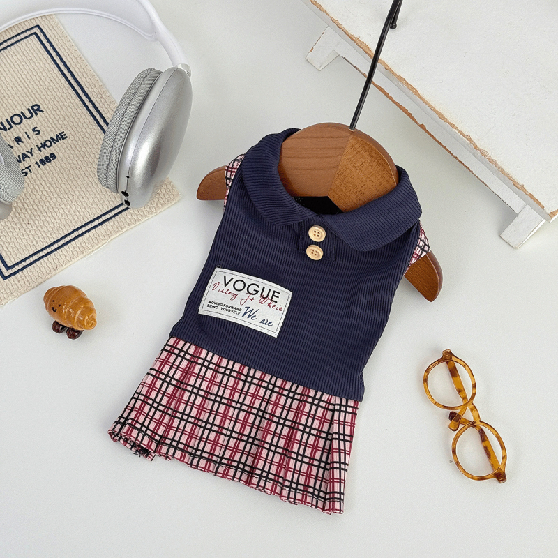 Jesen-zimski preppy stil za kućne ljubimce: haljina-košulja za male pse — Bichon Frisé, Toy Pudel, Miniaturni Šnaucer.