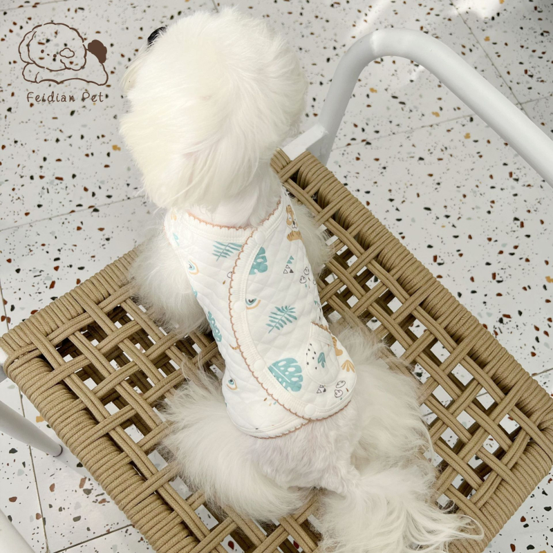 Őszi–téli pamut bélelt mellény rombusz mintával és rajzfilmnyomással, yorkshire terrier és schnauzer kutyáknak, meleg ruházat