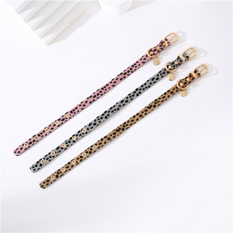 Ovratnik za kućne ljubimce s leopardim uzorkom, moderan personalizirani choker za mačke i pse u punk stilu