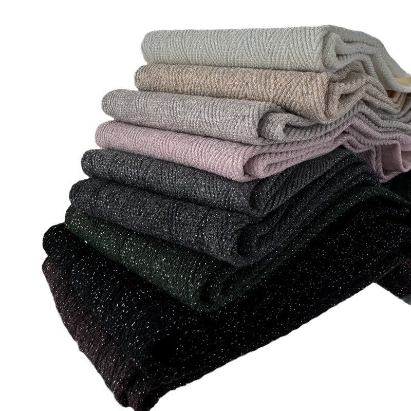 Ženske čarape s uzorkom herringbone, sjajna srebrna nit, jacquard tkanina na pamukovoj podlozi