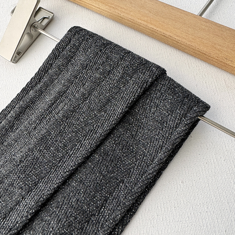 Ženske čarape s uzorkom herringbone, sjajna srebrna nit, jacquard tkanina na pamukovoj podlozi