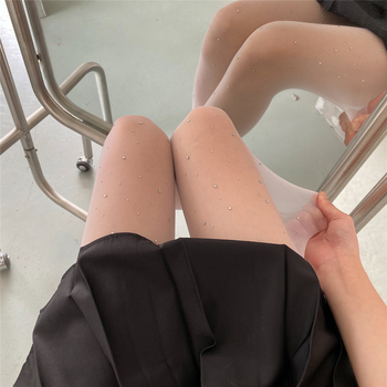 Crne hulahopke s kamenčićima, tanke, sjajne, seksi tamnog stila za žene