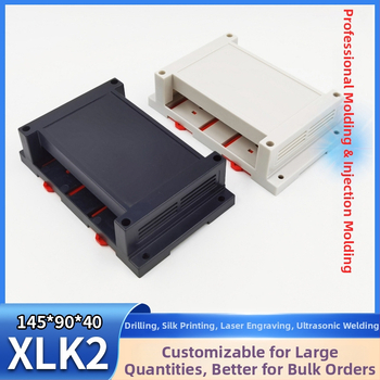 XLK-2 Plastové puzdro pre PLC priemyselný riadiaci box, rozmery 145 × 90 × 40 mm, s vyfrézovanými otvormi