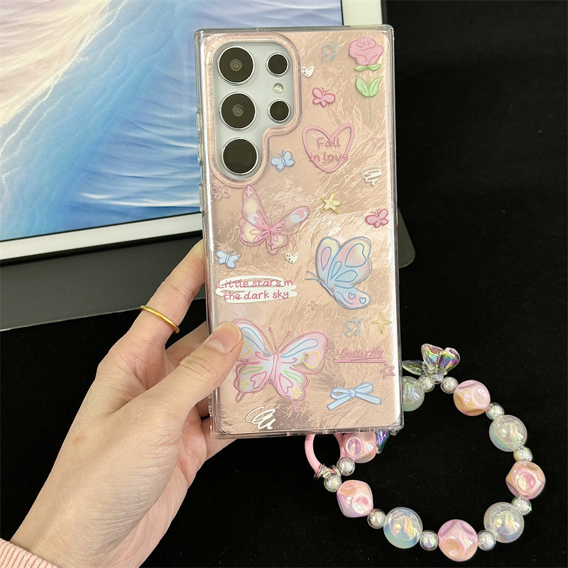 TPU zaštitna maska za Samsung S26 s dizajnom leptira u cartoon graffiti stilu – kompatibilna s S24 Ultra, S23+ i S22