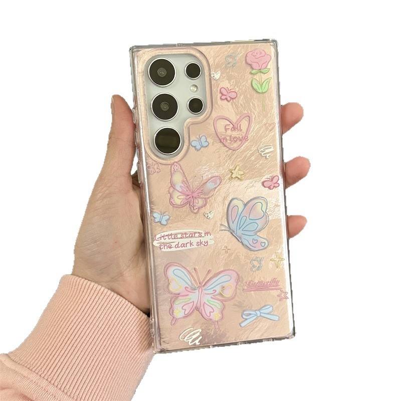 TPU zaštitna maska za Samsung S26 s dizajnom leptira u cartoon graffiti stilu – kompatibilna s S24 Ultra, S23+ i S22