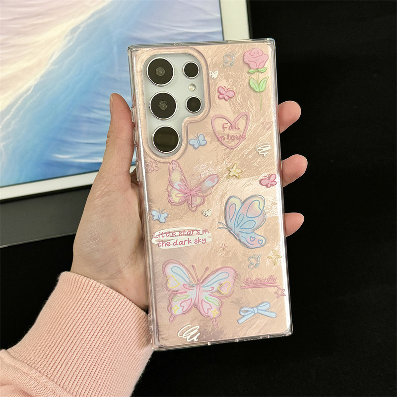 TPU zaštitna maska za Samsung S26 s dizajnom leptira u cartoon graffiti stilu – kompatibilna s S24 Ultra, S23+ i S22