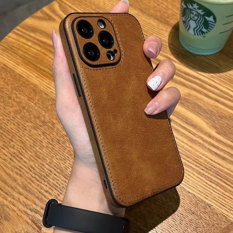 Husă pentru iPhone 17 Pro Max și seria iPhone 15 — piele sintetică de lux, senzație premium