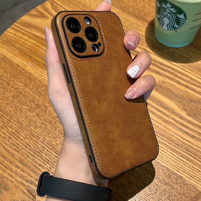 Husă pentru iPhone 17 Pro Max și seria iPhone 15 — piele sintetică de lux, senzație premium