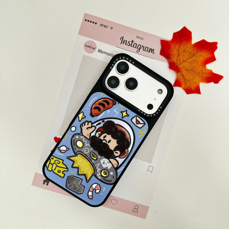 Kućište za iPhone 17 Pro Max Oxygen Dog s reljefnom kožnom teksturom, crtani lik Mr. Beard, otporno na padove, akril