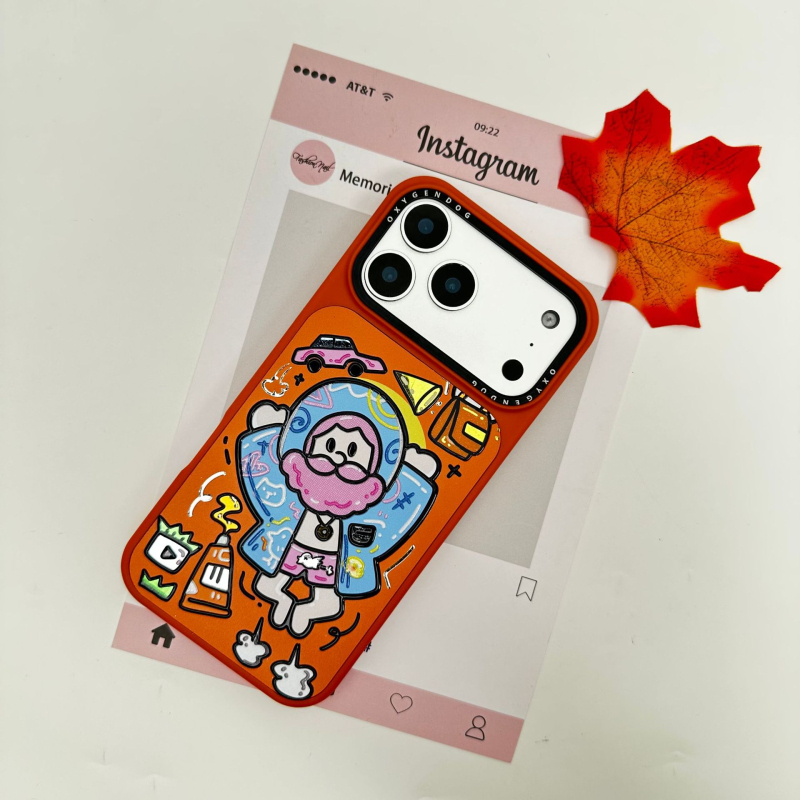 Kućište za iPhone 17 Pro Max Oxygen Dog s reljefnom kožnom teksturom, crtani lik Mr. Beard, otporno na padove, akril