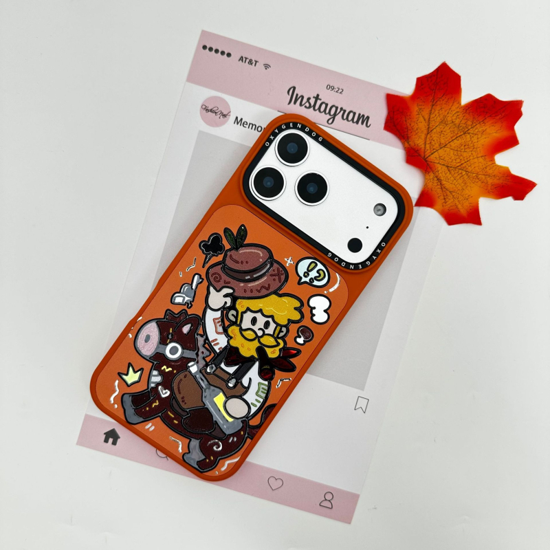 Kućište za iPhone 17 Pro Max Oxygen Dog s reljefnom kožnom teksturom, crtani lik Mr. Beard, otporno na padove, akril