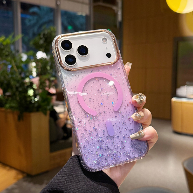 Magnetno kućište s glitterom za iPhone 17 Pro Max – zaštitno kućište otporno na pad za iPhone 16/15