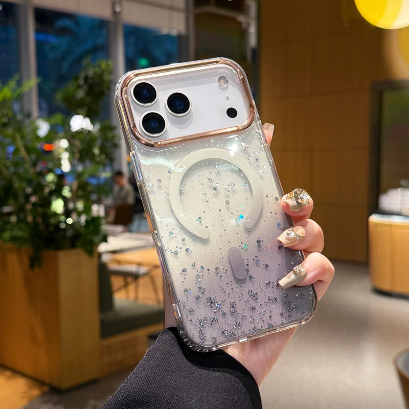 Magnetno kućište s glitterom za iPhone 17 Pro Max – zaštitno kućište otporno na pad za iPhone 16/15