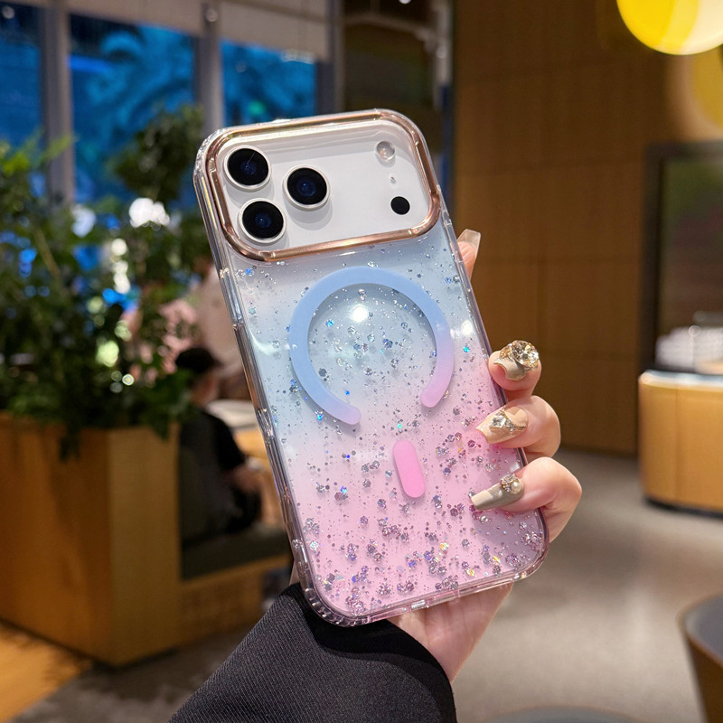 Magnetno kućište s glitterom za iPhone 17 Pro Max – zaštitno kućište otporno na pad za iPhone 16/15