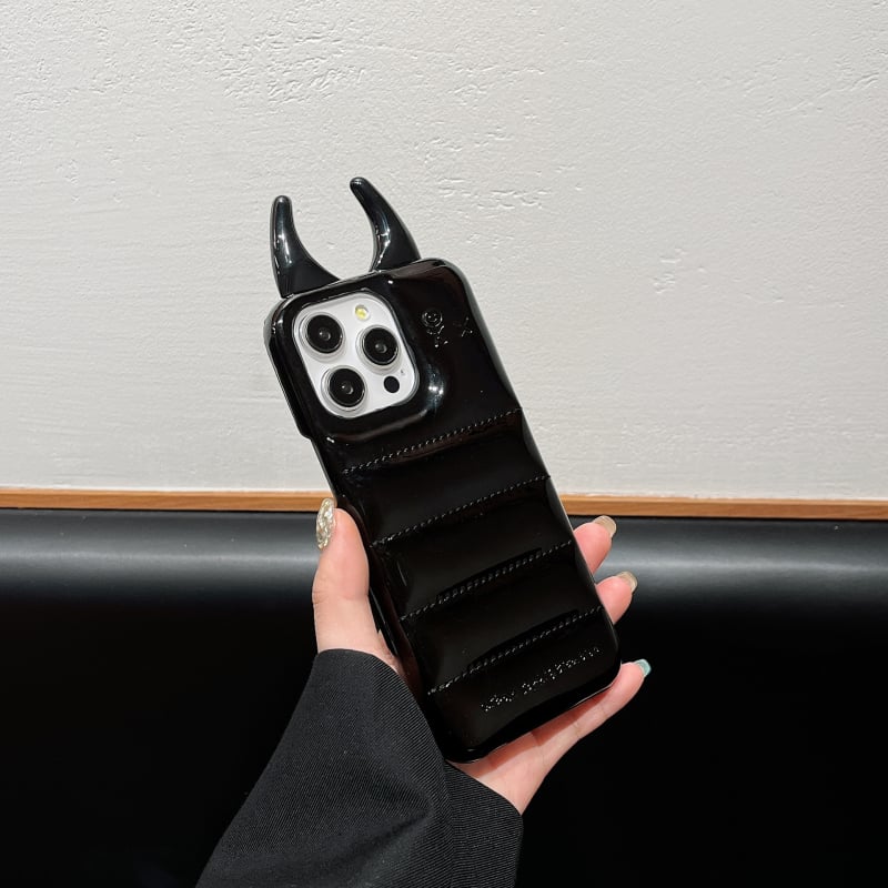 Kožna futrola za telefon u stilu Inst s 3D demonskim pipcima za iPhone 17 Pro Max i iPhone 13/14