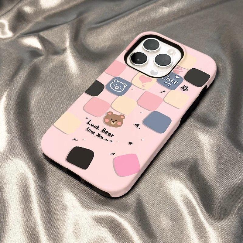 Lefan 2-u-1 futrola za iPhone 15 Pro, 14, 13/12/11 i XS – zelena, crtani stil, PC materijal, zaštita od padova