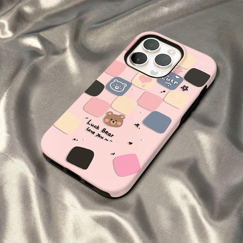 Lefan 2-u-1 futrola za iPhone 15 Pro, 14, 13/12/11 i XS – zelena, crtani stil, PC materijal, zaštita od padova
