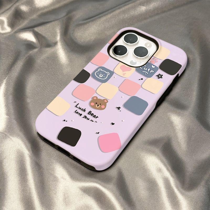 Lefan 2-u-1 futrola za iPhone 15 Pro, 14, 13/12/11 i XS – zelena, crtani stil, PC materijal, zaštita od padova
