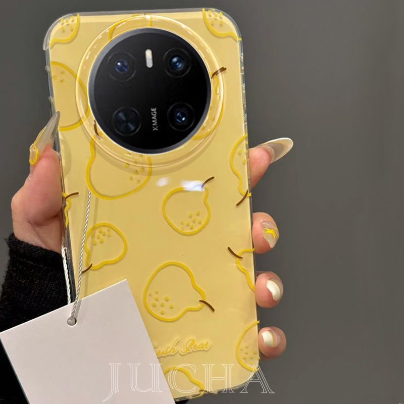 Husă din silicon pentru Huawei Mate70 Pro cu suport, stil Instagram, design cu căpșună