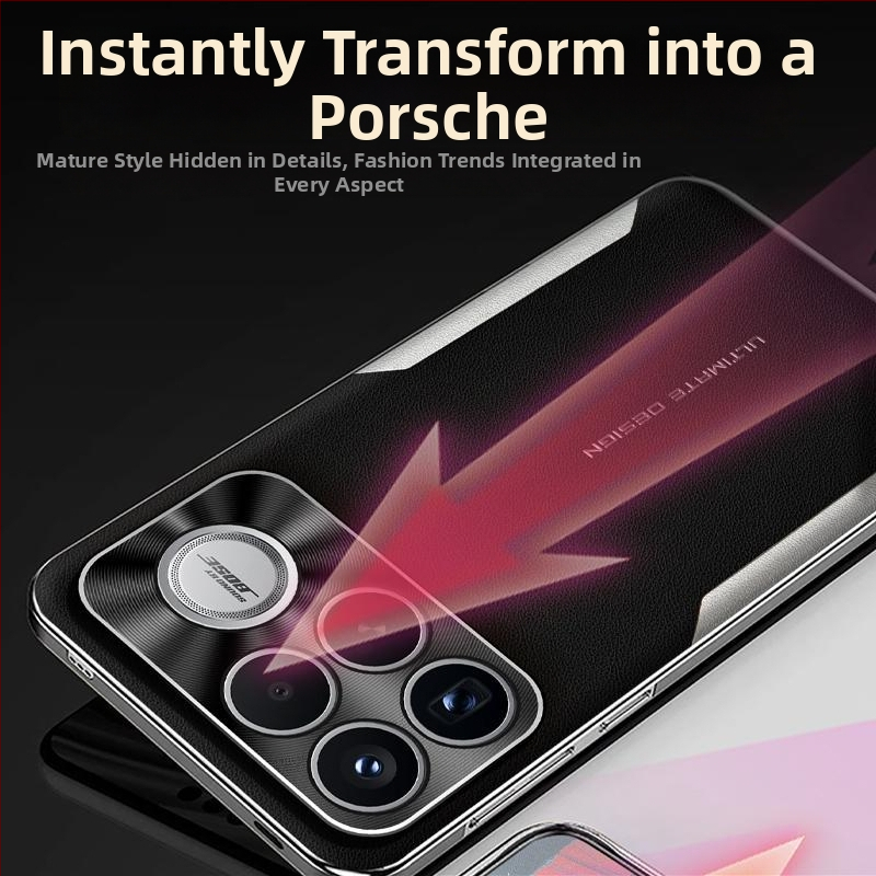 Husă pentru Redmi K90 Pro Max, din piele naturală, margine electroplacată în stil lamă, aspect premium