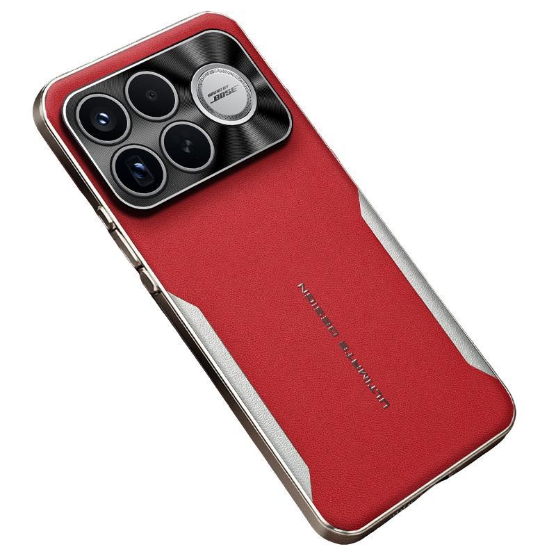 Husă pentru Redmi K90 Pro Max, din piele naturală, margine electroplacată în stil lamă, aspect premium