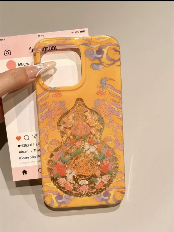 Dvostrano kućište s motivom cvjetnog uzorka u nacionalnom stilu za iPhone 16 Pro Max, kompatibilno s iPhone 14 i iPhone 13