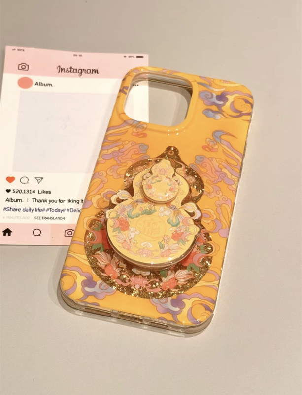 Dvostrano kućište s motivom cvjetnog uzorka u nacionalnom stilu za iPhone 16 Pro Max, kompatibilno s iPhone 14 i iPhone 13