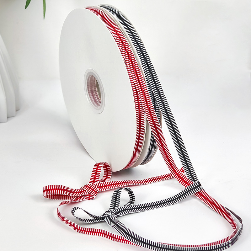Intercolor pletena traka od poliestera s vodoravnim crno-crvenim prugama, traka za šešir za DIY modu