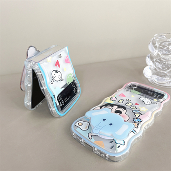 Carcasă TPU moale, stil desen animat, pentru Samsung Galaxy Flip5 și Z Flip6/7 — protecție cu model de 4 valuri