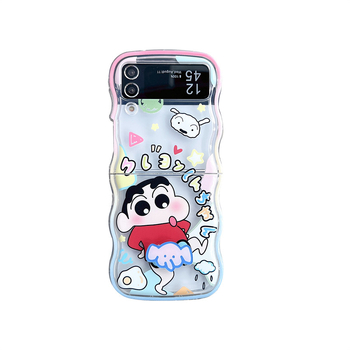 Carcasă TPU moale, stil desen animat, pentru Samsung Galaxy Flip5 și Z Flip6/7 — protecție cu model de 4 valuri