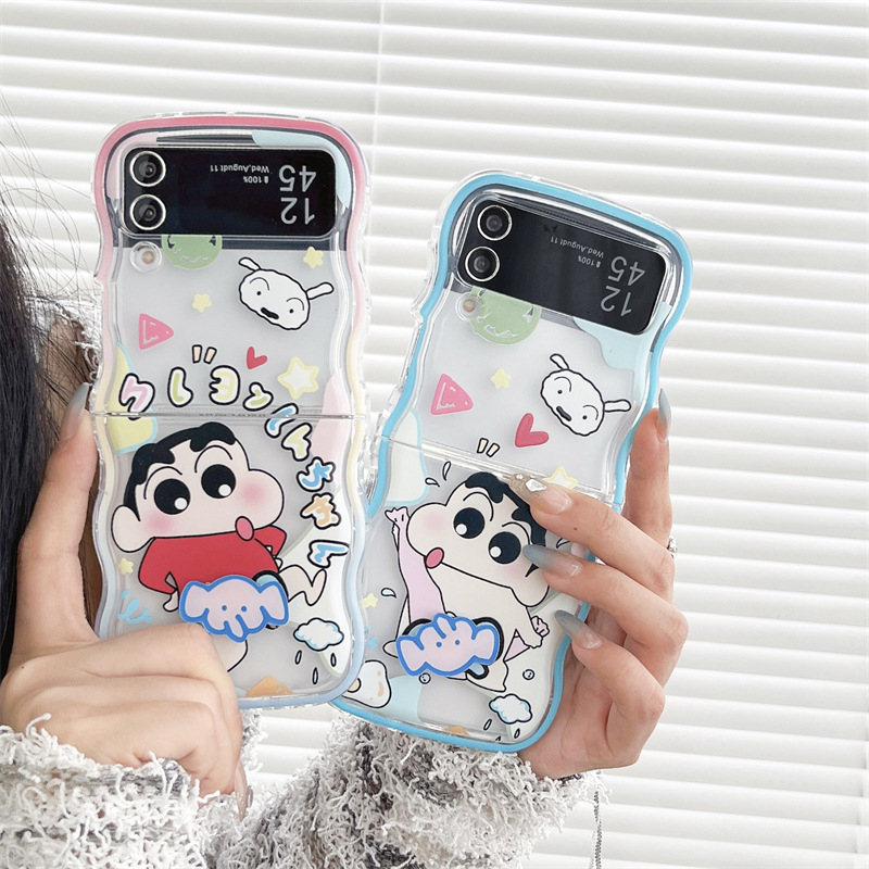 Carcasă TPU moale, stil desen animat, pentru Samsung Galaxy Flip5 și Z Flip6/7 — protecție cu model de 4 valuri