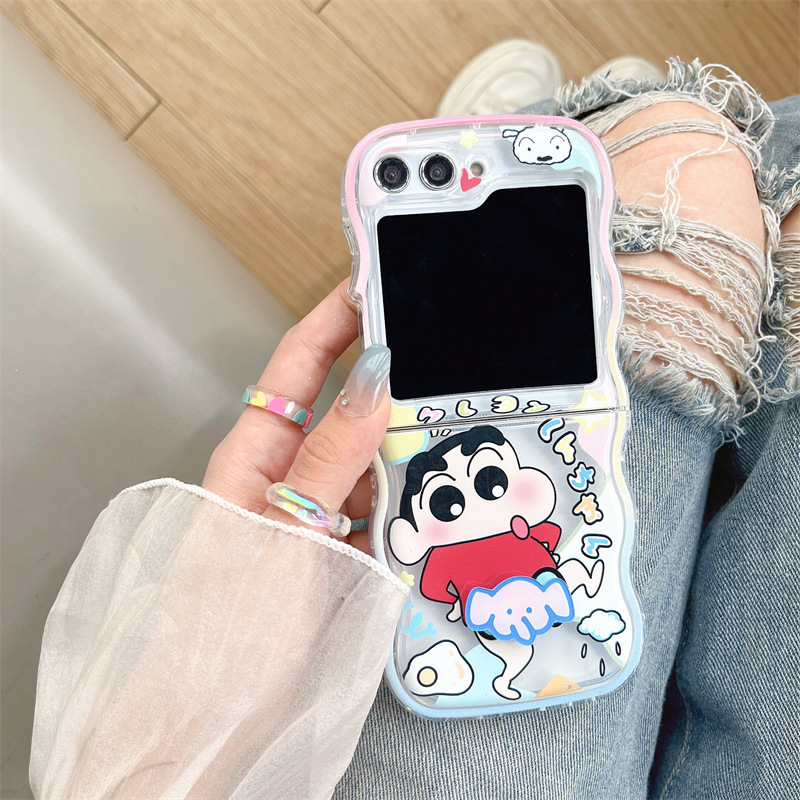 Carcasă TPU moale, stil desen animat, pentru Samsung Galaxy Flip5 și Z Flip6/7 — protecție cu model de 4 valuri