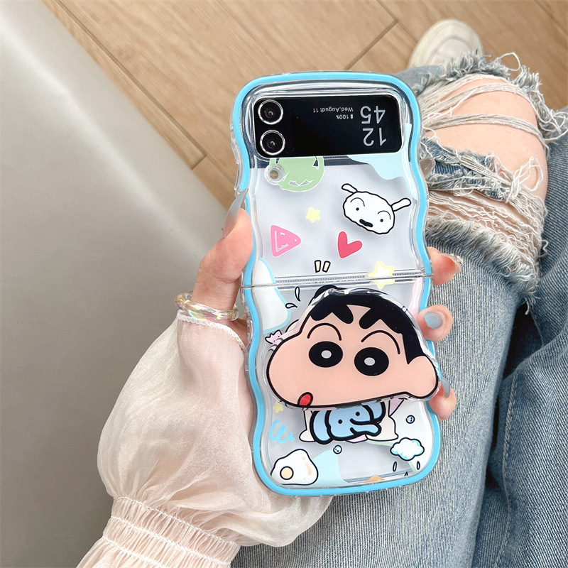 Carcasă TPU moale, stil desen animat, pentru Samsung Galaxy Flip5 și Z Flip6/7 — protecție cu model de 4 valuri