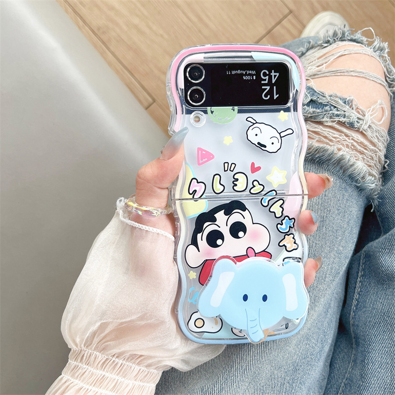 Carcasă TPU moale, stil desen animat, pentru Samsung Galaxy Flip5 și Z Flip6/7 — protecție cu model de 4 valuri
