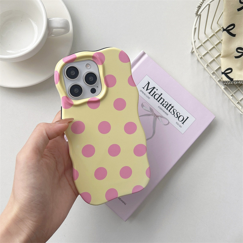 Retro kućište za iPhone s točkicama i kontrastnim bojama, dvostruki valoviti uzorak, za iPhone 14, 13, 13 Pro Max, 13 Pro, 14 Pro, 14 Pro Max