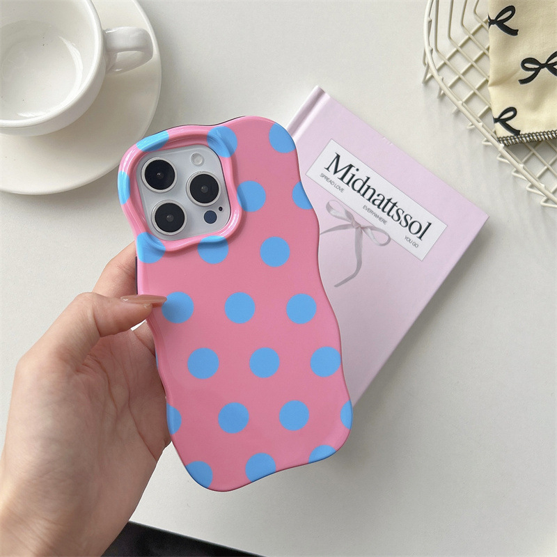 Retro kućište za iPhone s točkicama i kontrastnim bojama, dvostruki valoviti uzorak, za iPhone 14, 13, 13 Pro Max, 13 Pro, 14 Pro, 14 Pro Max