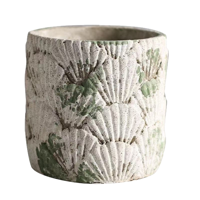 Betonska posuda u boji mahovine, vintage stil, za sukulente i zelene biljke, pogodna za unutarnje i vanjske prostore