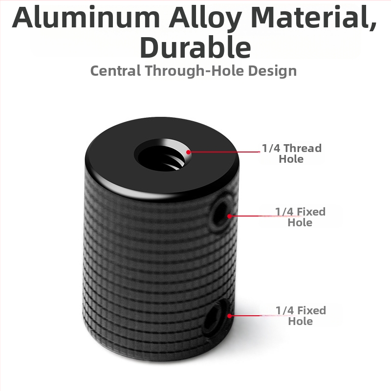 Paknadino: Aluminijska konverzijska matica 1/4–1/4 za fotoaparat, s narezanim uzorkom na površini, dimenzije 18×23 mm