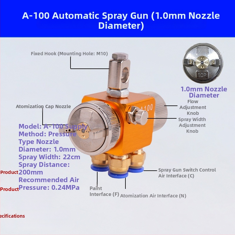 A-200 automatický vzduchom atomizovaný striekací pištol s dýzou väčšieho priemeru
