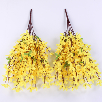 Žuto umjetno cvijeće Forsythia, sa sedam grančica, za svadbenu fotografiju i dekoraciju dvorane